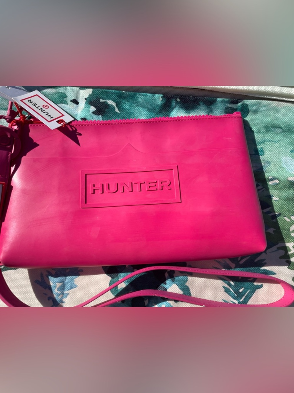 Hunter Hot Pink Silicone Wristlet Clutch